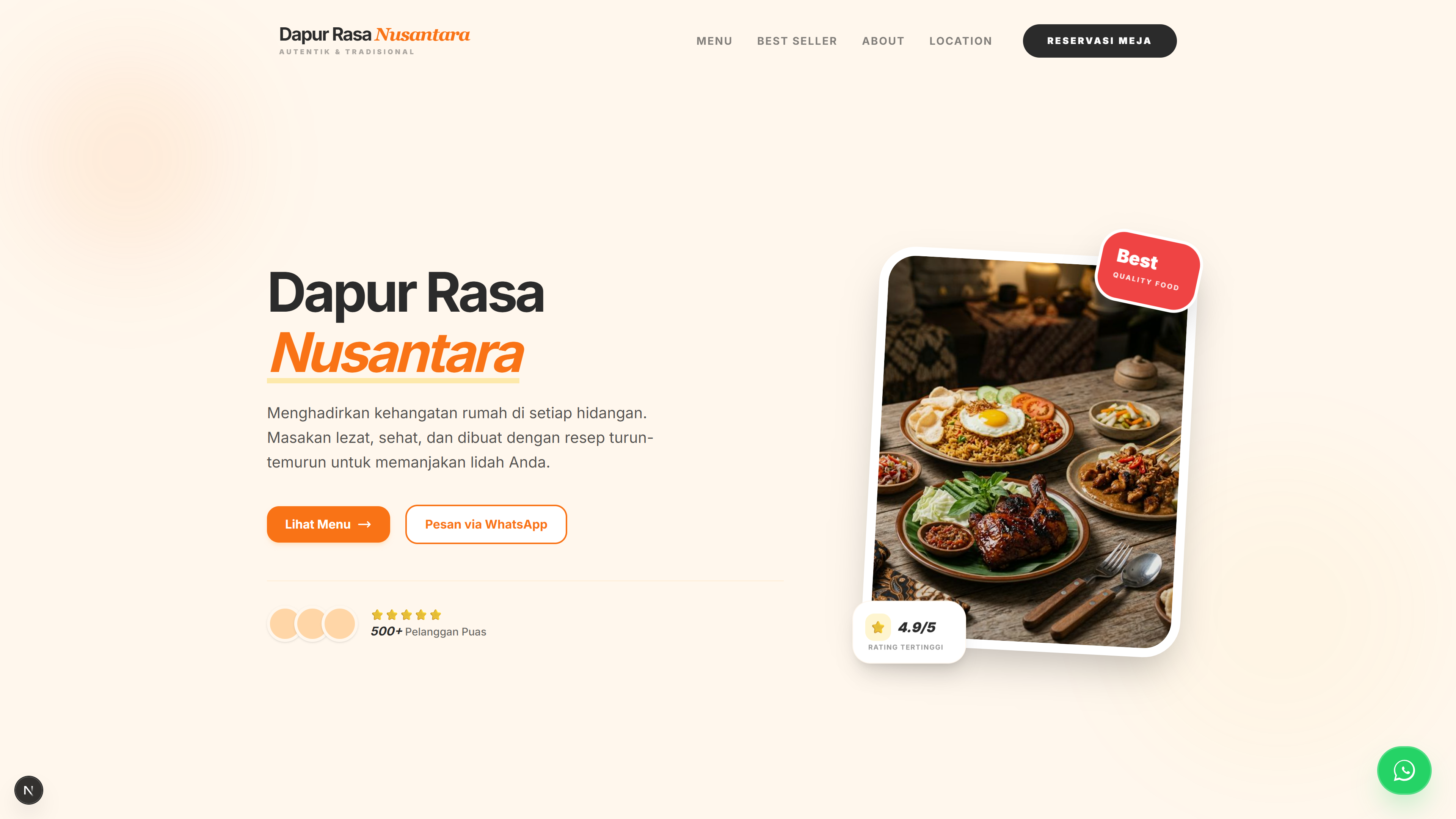 Website Landing Page FNB untuk Restoran
